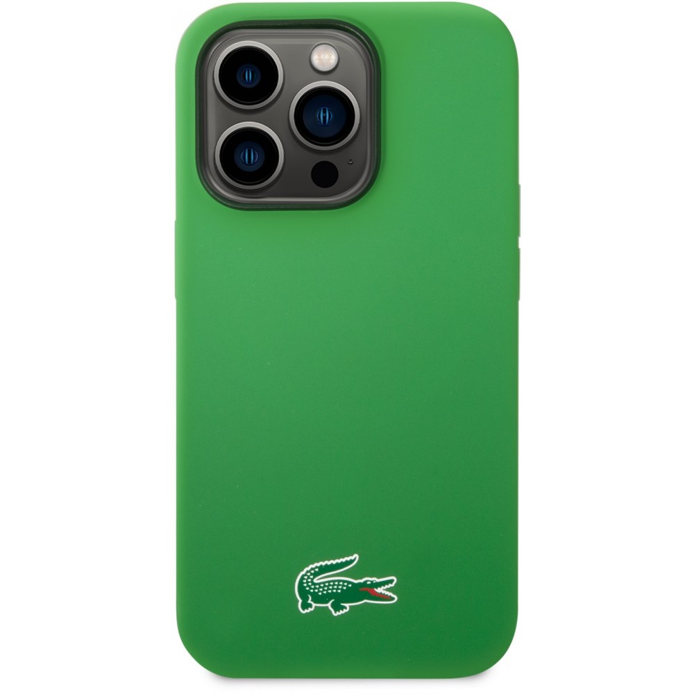 Coque iPhone 15 Pro - Lacoste silicone soft touch Magsafe - Vert