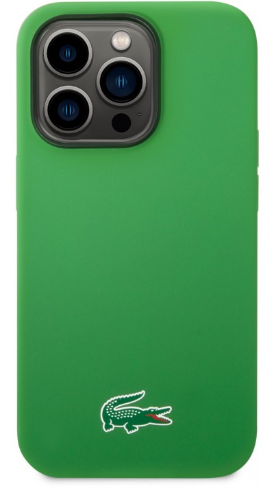 Coque iPhone 14 Pro - Lacoste silicone soft touch Magsafe - Vert