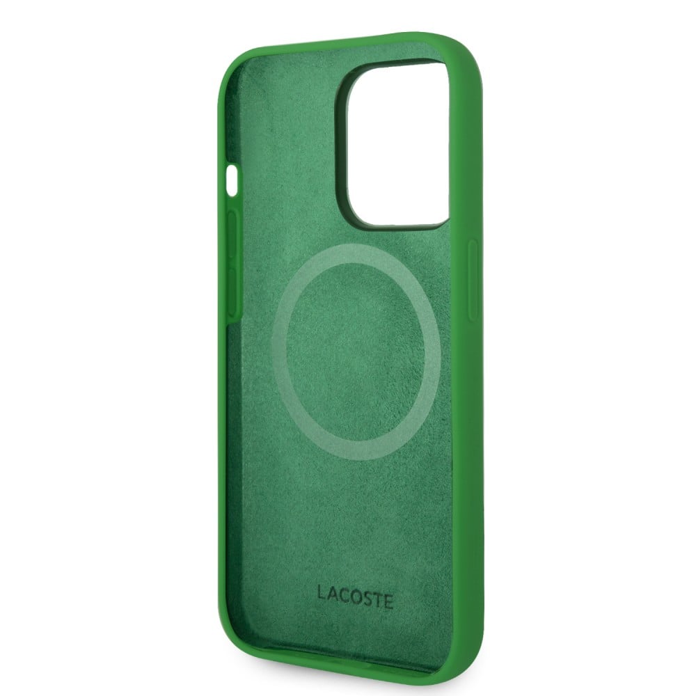 Coque iPhone 15 Pro - Lacoste silicone soft touch Magsafe - Vert