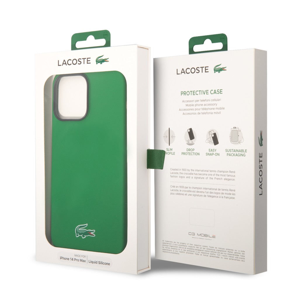 Coque iPhone 15 Pro - Lacoste silicone soft touch Magsafe - Vert