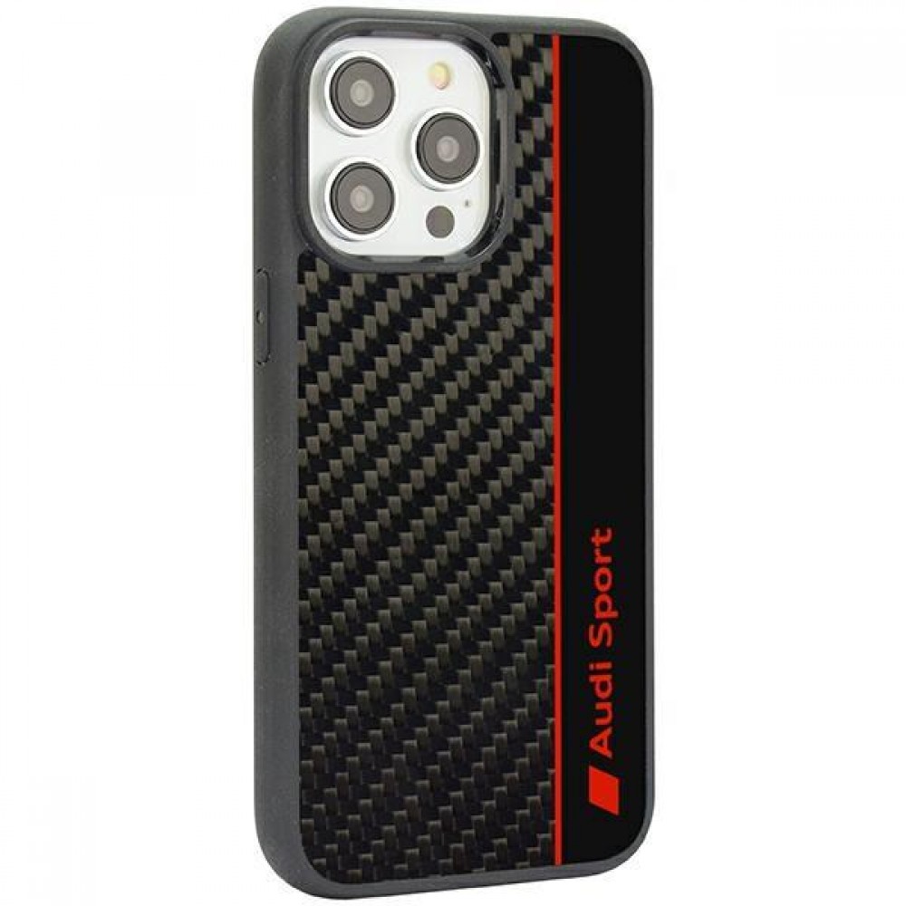 iPhone 14 Pro Max Case Hülle - Audi Sport echte Carbon-Fiber mit Silikonkanten