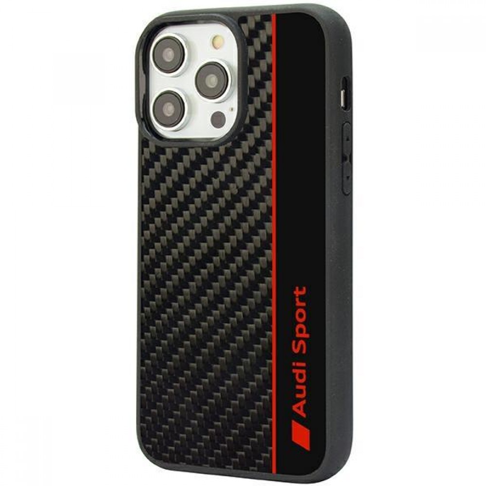 iPhone 14 Pro Max Case Hülle - Audi Sport echte Carbon-Fiber mit Silikonkanten