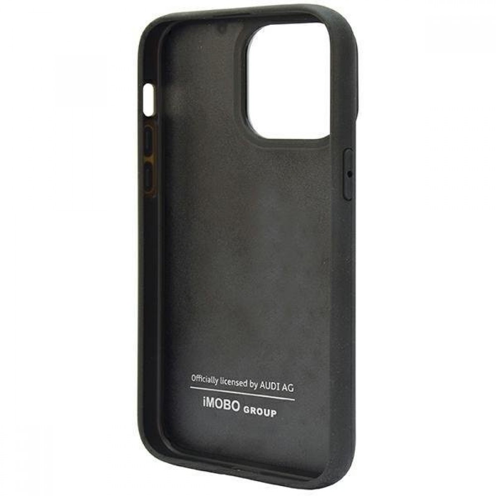 Coque iPhone 14 Pro - Audi Sport fibre de carbone véritable avec bords en silicone