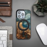iPhone 14 Pro Max Case Hülle - Bewood Unique Wood and Resin Case MagSafe Planet Earth - Blau - Grün