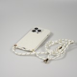 Coque iPhone 15 Pro - Bio Eco-Friendly nature avec cordon collier - Blanc