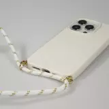 Coque iPhone 16 Pro Max - Bio Eco-Friendly nature avec cordon collier - Blanc