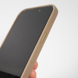 iPhone 14 Pro Max Case H&uuml;lle - Vollst&auml;ndig genarbtes Luxuskalbsleder mit Metallkn&ouml;pfen und MagSafe - Beige