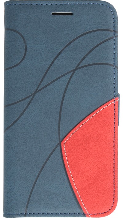 Coque iPhone 14 Pro - Flip classical elegant fine lines - Bleu