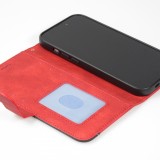 iPhone 14 Pro Case Hülle - Flip classical elegant fine lines - Rot