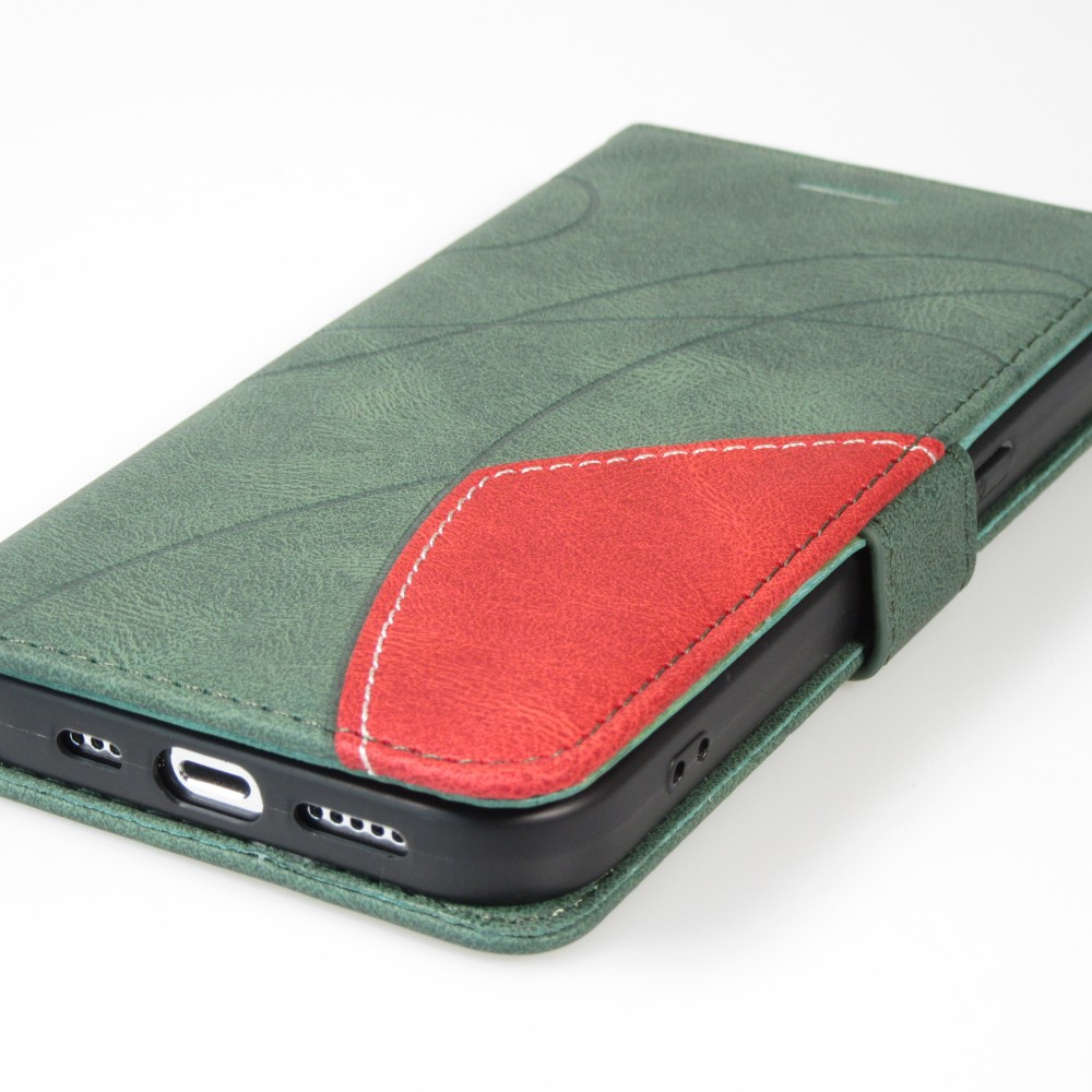 iPhone 15 Pro Max Case Hülle - Flip classical elegant fine lines - Grün