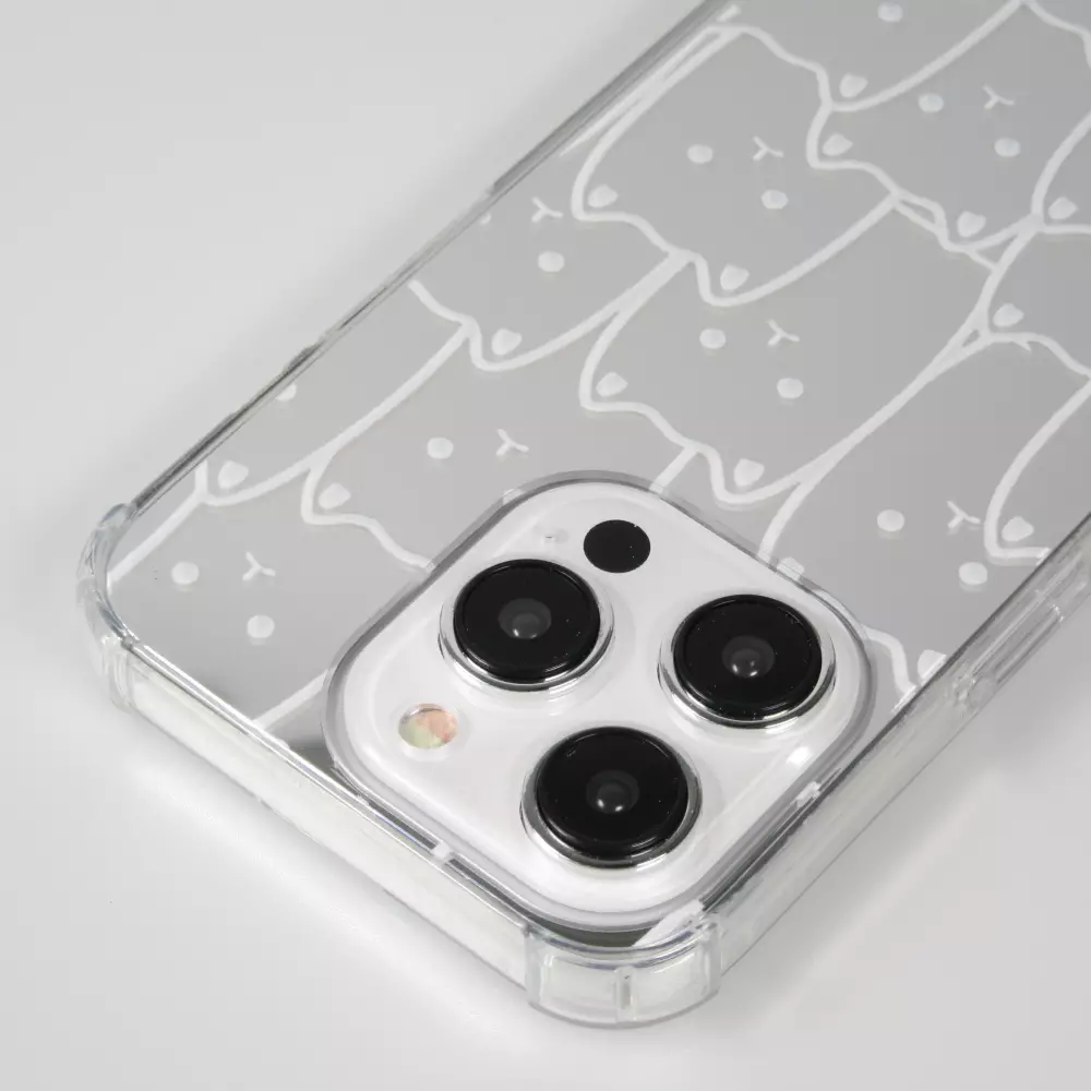 Coque iPhone 15 Pro Max - Gel bumper chat miroir - Transparent