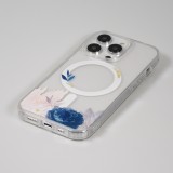Coque iPhone 14 Pro - Gel silicone rigide avec MagSafe rose bleue - Transparent