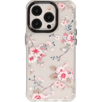 Coque iPhone 15 Pro Max - Gel silicone rigide avec coins renforcés cerisier en fleur - Transparent