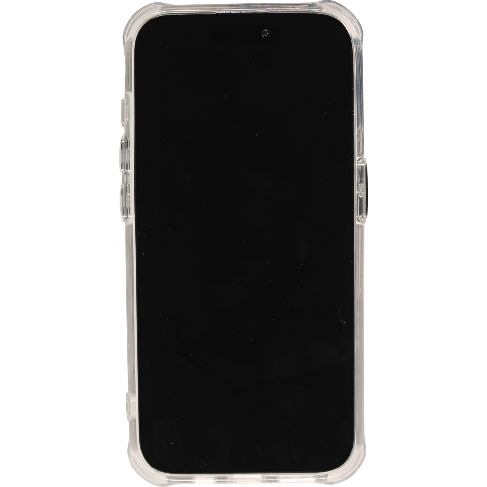 iPhone 15 Pro Case Hülle - Straffes Gummi Silikon mit verstärkten Ecken blühende Kirschblüte - Transparent