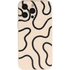 Coque iPhone 15 Pro Max - Housse de protection en silicone avec motif de lignes abstraites - Rose