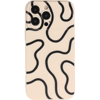 Coque iPhone 15 Pro Max - Housse de protection en silicone avec motif de lignes abstraites - Rose
