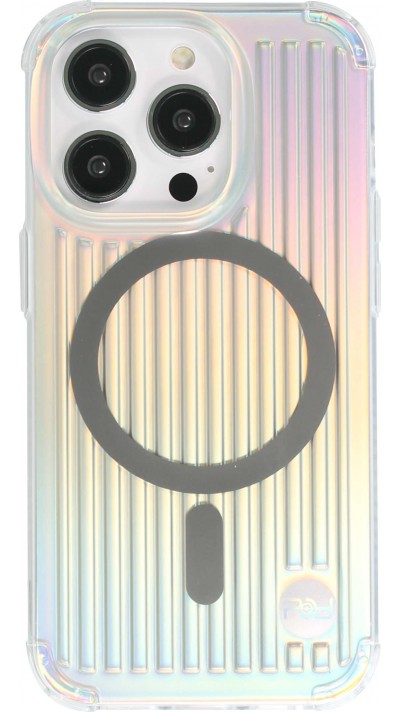 Coque iPhone 14 Pro Max - KINGXBAR Bumper en silicone avec MagSafe solid metal PQY Lab - Argent