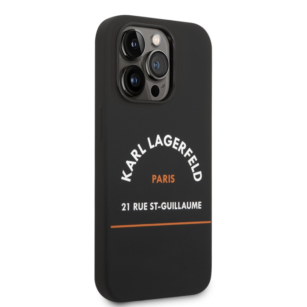 Coque iPhone 14 - Karl Lagerfeld Rue St-Guillaume silicone soft touch - Noir