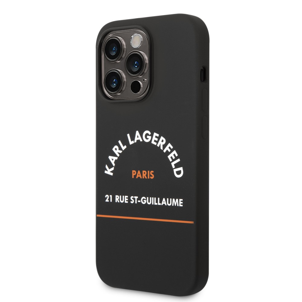 Coque iPhone 14 - Karl Lagerfeld Rue St-Guillaume silicone soft touch - Noir