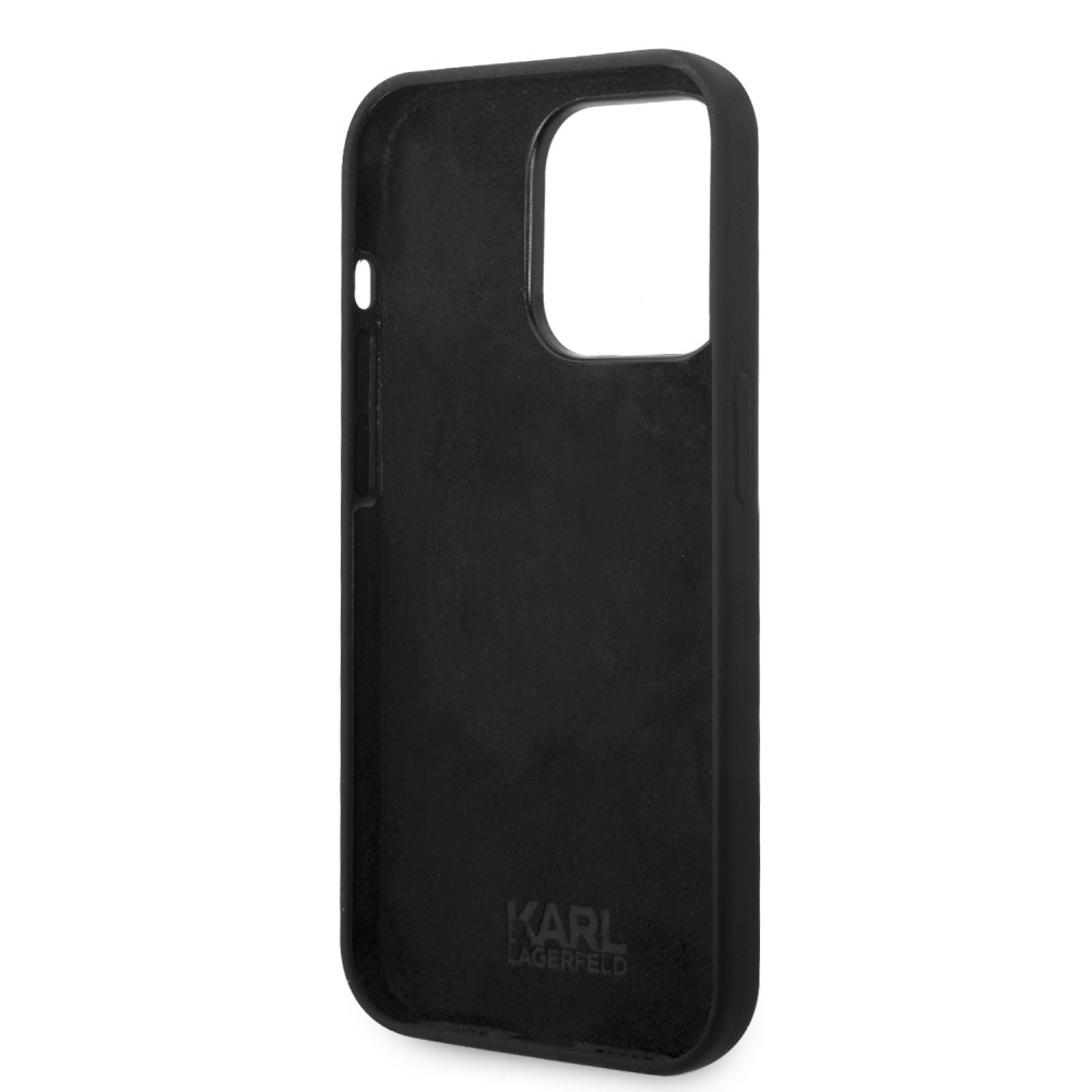 Coque iPhone 14 - Karl Lagerfeld Rue St-Guillaume silicone soft touch - Noir