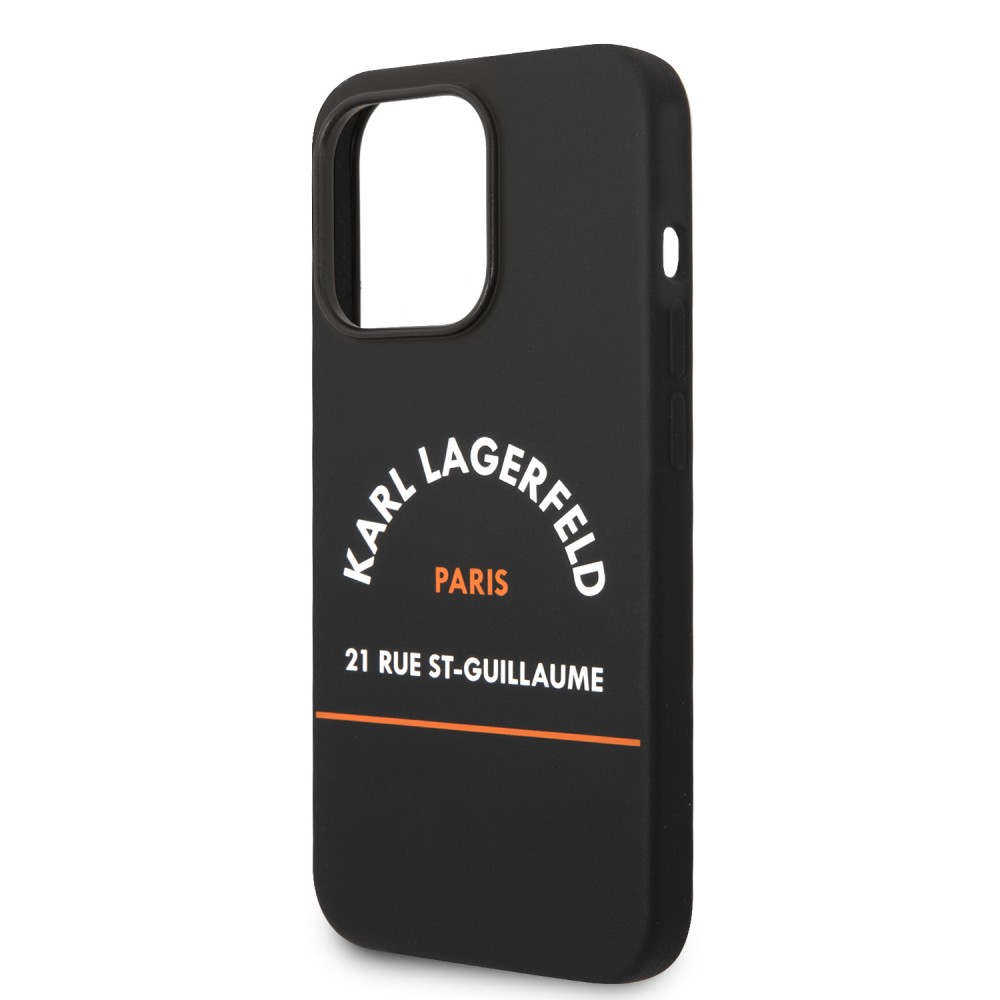 Coque iPhone 14 Pro Max - Karl Lagerfeld Rue St-Guillaume silicone soft touch - Noir