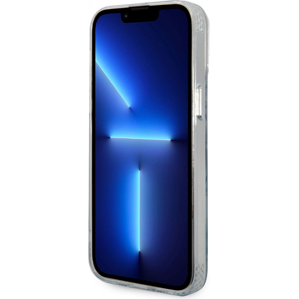 Coque iPhone 14 Pro Max - Karl Lagerfeld et Choupette duo gel rigide avec MagSafe argenté - Transparent