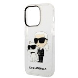 iPhone 14 Pro Cover - Karl Lagerfeld und Choupette duo starres Glitzergel - Transparent