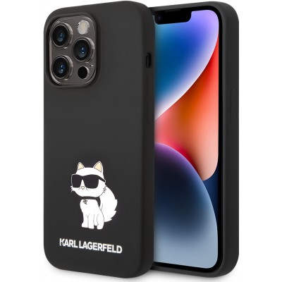iPhone 14 Pro Max Case Hülle - Karl Lagerfeld Silikon Soft-Touch Choupette - Noir