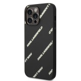 Coque iPhone 14 Pro Max - Karl Lagerfeld similicuir grainé avec répétition de logos imprimés - Noir