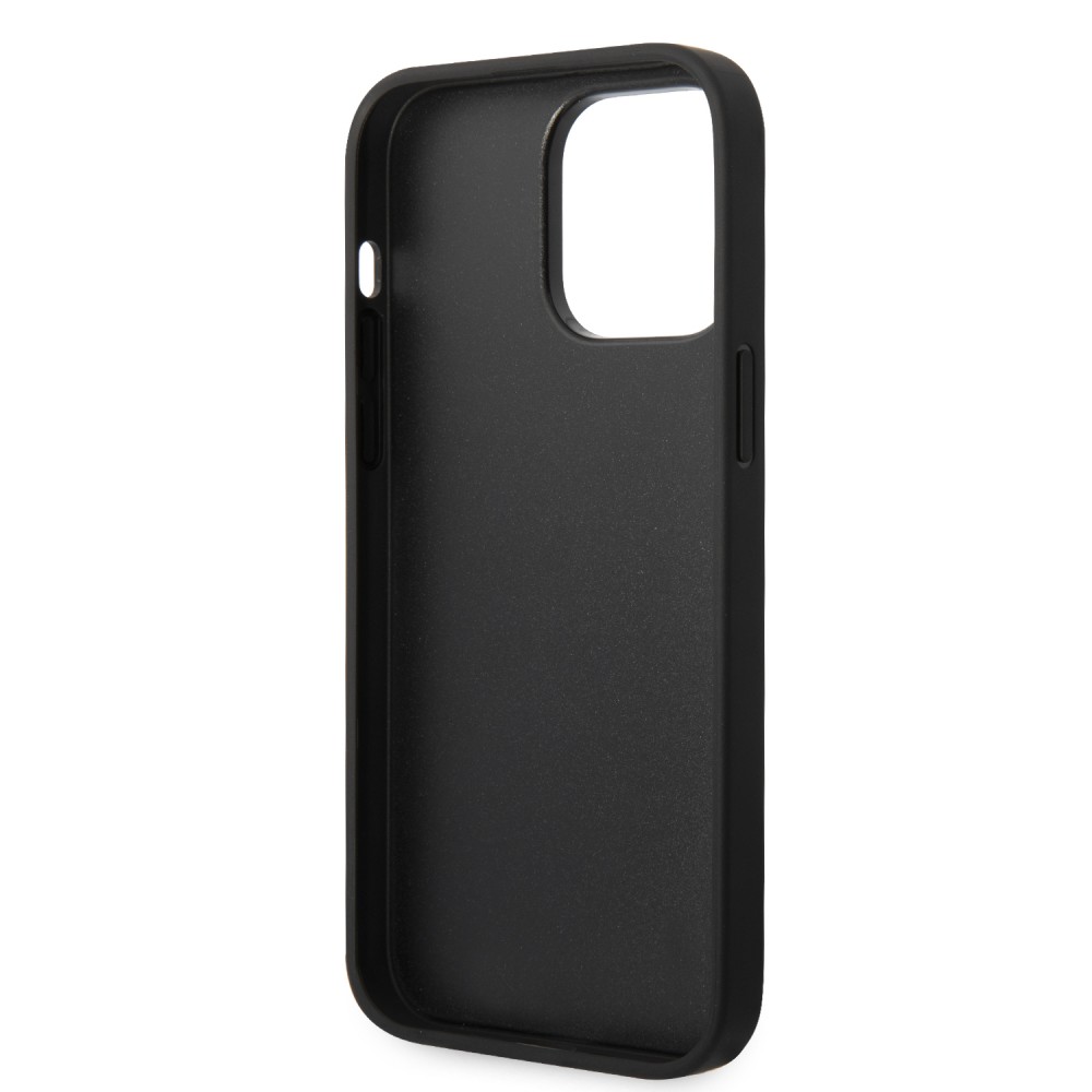 Coque iPhone 14 Pro Max - Karl Lagerfeld similicuir grainé avec répétition de logos imprimés - Noir