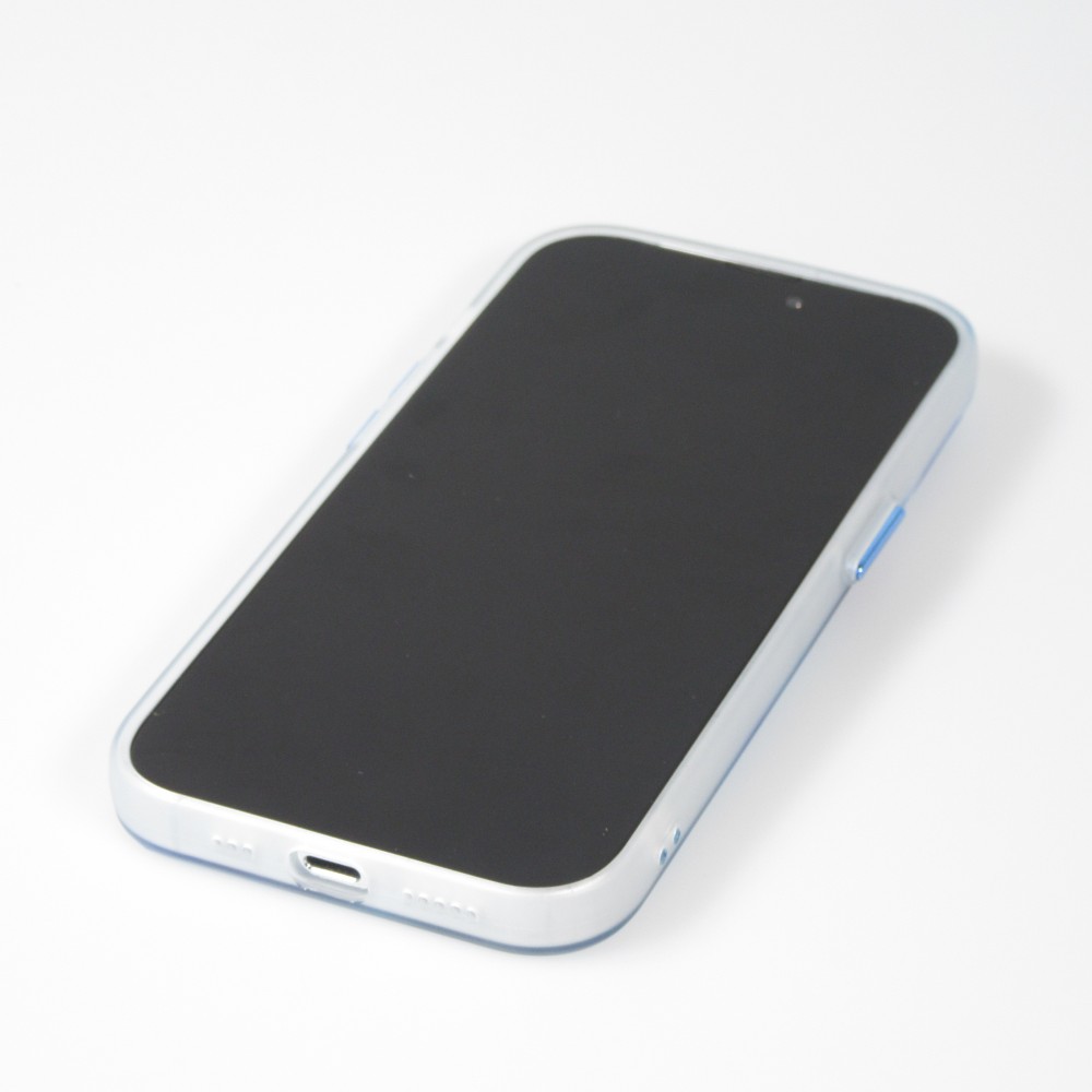 Coque iPhone 14 Pro - Watercolor MagSafe semi-transparent - Bleu