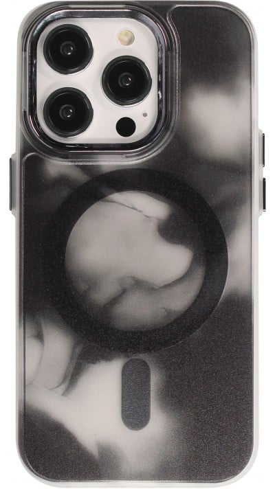 Coque iPhone 14 Pro - Watercolor MagSafe semi-transparent - Noir