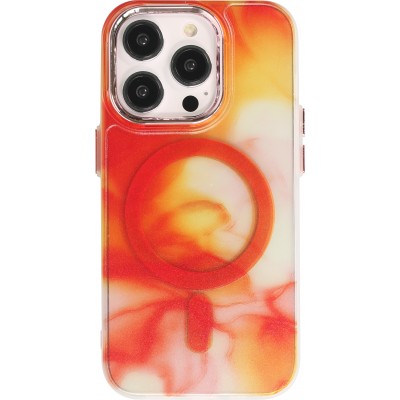 Coque iPhone 14 Pro - Watercolor MagSafe semi-transparent - Orange