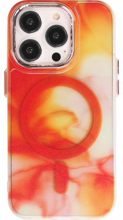 Coque iPhone 14 Pro - Watercolor MagSafe semi-transparent - Orange
