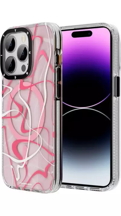 Coque iPhone 14 Pro Max - Youngkit Ink Series semi-transparent MagSafe - Rose
