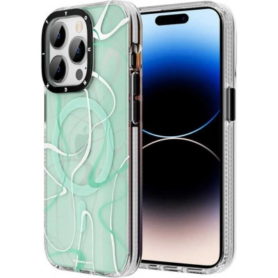 Coque iPhone 14 Pro Max - Youngkit Ink Series semi-transparent MagSafe - Vert