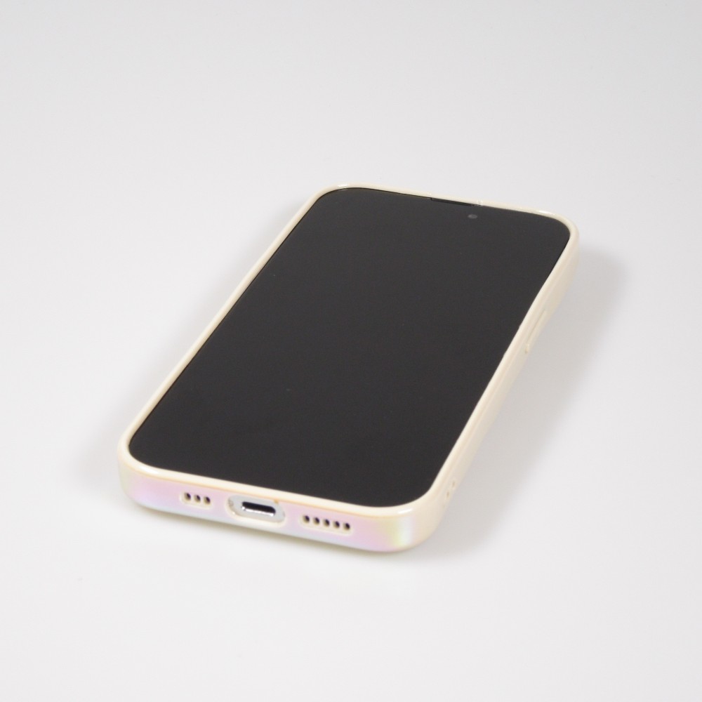 iPhone 14 Pro Case Hülle - 3D Silikon Polster glänzend & reflektierend - Weiss