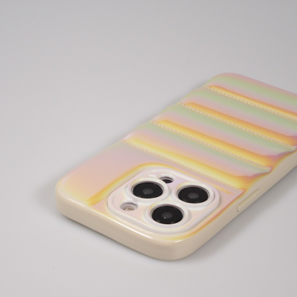 iPhone 14 Pro Case Hülle - 3D Silikon Polster glänzend & reflektierend - Weiss