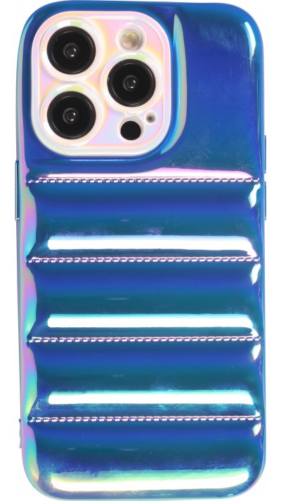 iPhone 14 Pro Max Case Hülle - 3D Silikon Polster glänzend & reflektierend - Blau