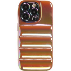 iPhone 14 Pro Case Hülle - 3D Silikon Polster glänzend & reflektierend - Braun