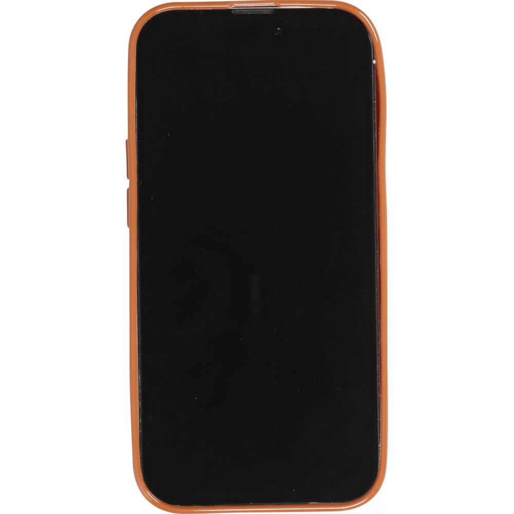 iPhone 14 Pro Case Hülle - 3D Silikon Polster glänzend & reflektierend - Braun