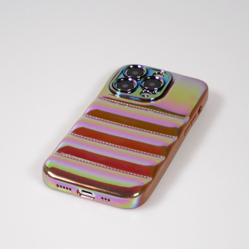 iPhone 14 Pro Case Hülle - 3D Silikon Polster glänzend & reflektierend - Braun