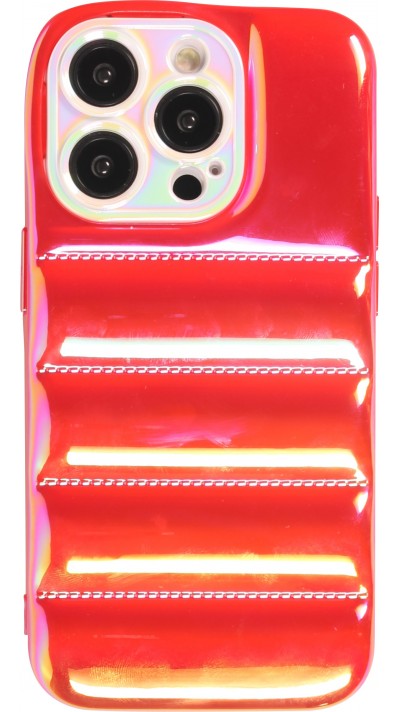 iPhone 14 Pro Case Hülle - 3D Silikon Polster glänzend & reflektierend - Rot