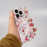 Coque iPhone 14 Pro - Silicone Gel stripes géométriques beautiful roses - Rose