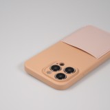 Coque iPhone 14 Pro - Silicone lisse avec compartiment pour carte & protection caméra - Rose