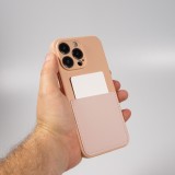 Coque iPhone 14 Pro - Silicone lisse avec compartiment pour carte & protection caméra - Rose