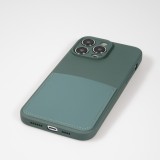 Coque iPhone 14 Pro - Silicone lisse avec compartiment pour carte & protection caméra - Vert foncé