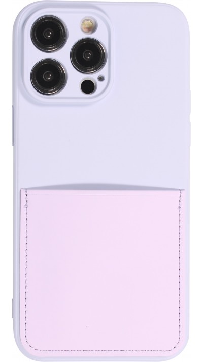 iPhone 14 Pro Case Hülle - Glattes Silikon mit Kartenfach & extra Kameraschutz - Hellviolett