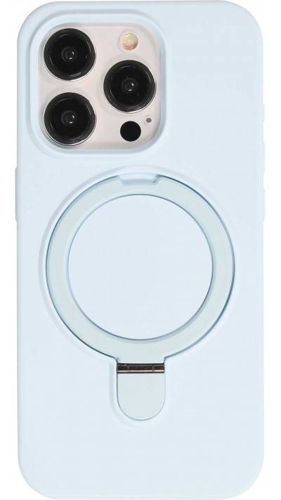 Coque iPhone 15 Pro Max - Silicone mat MagSafe avec anneau de support - Bleu clair