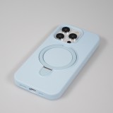 Coque iPhone 15 Pro - Silicone mat MagSafe avec anneau de support - Bleu clair